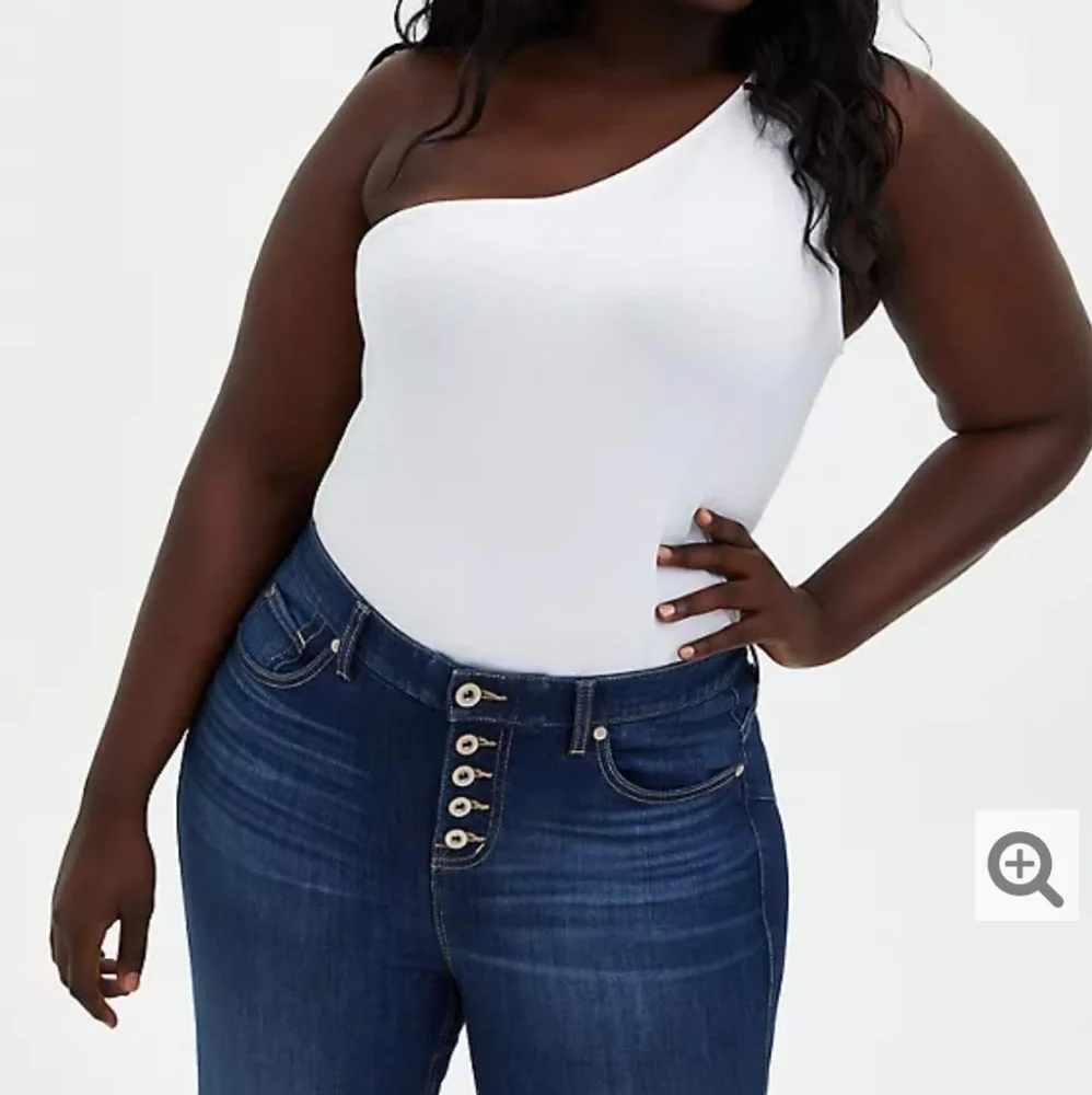 WHITE ONE SHOULDER FOXY TOP - Picture 1 of 4